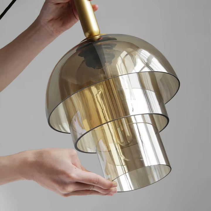Modern Pendant Lighting with Gold Glass Shades