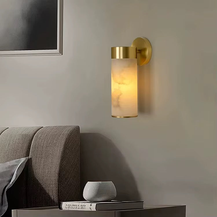 Modern Brass and Marble Effect Wall Sconce