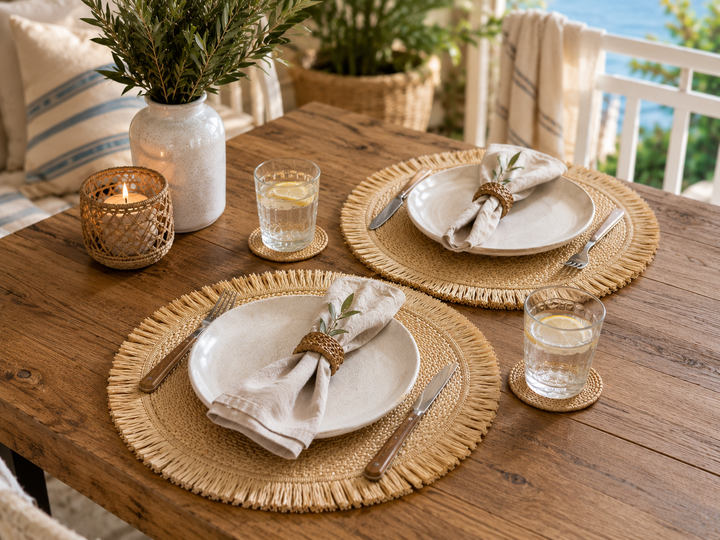 Handwoven Seagrass Fringe Placemats set of 2