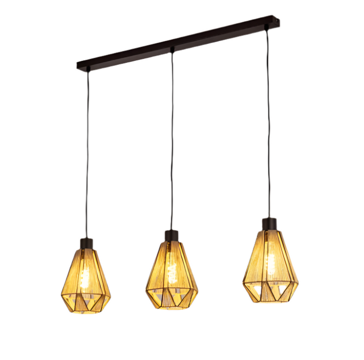 Geometric Woven Rope Pendant Light Trio