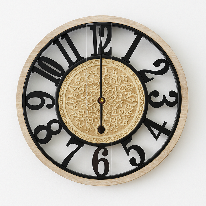 Rustic Wooden Wall Clock with Metal Numerals