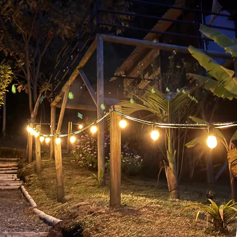 Vintage Outdoor String Lights with Solar panel (Bulbs included)