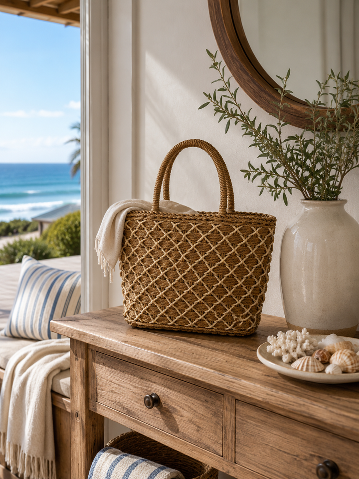 Fringed Woven Beach Tote