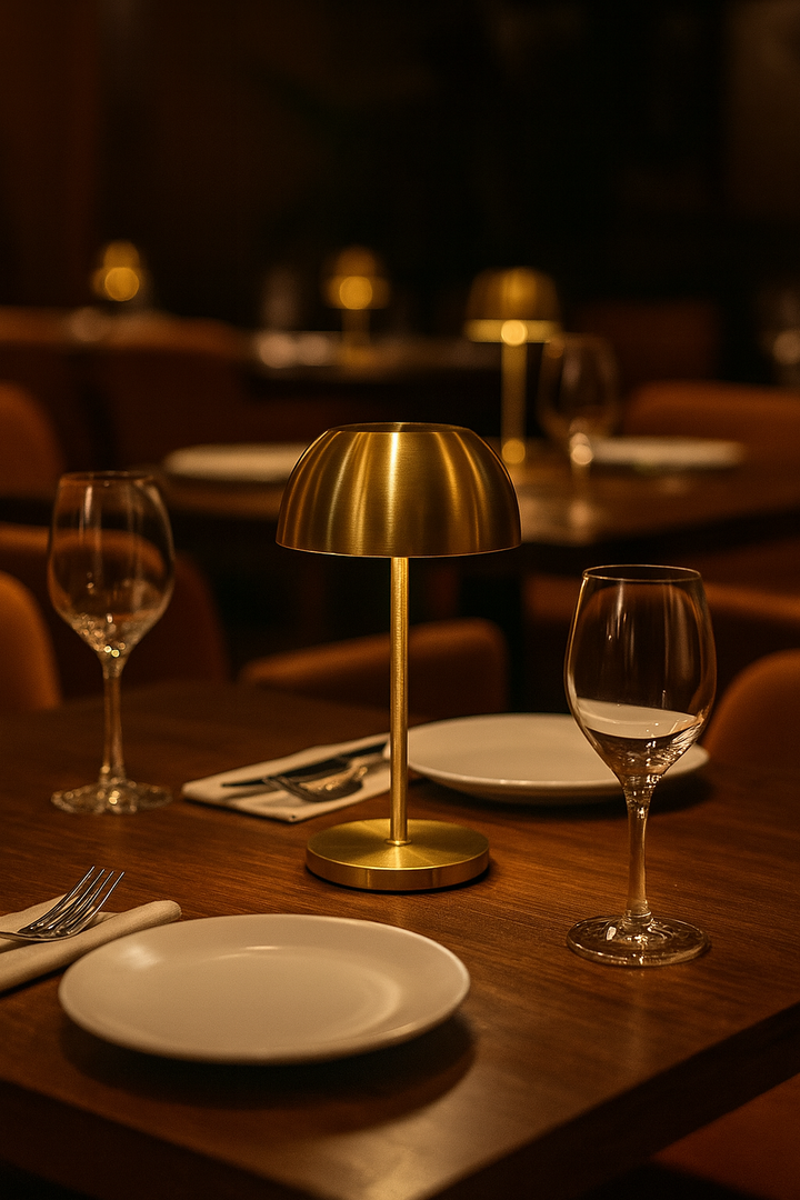 Mushroom head brass rechargeable TINY Table Lamp