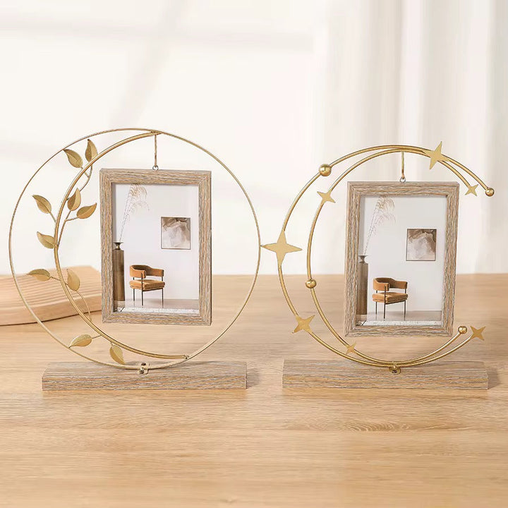 Modern Decorative Photo Frame with Golden Moon Design