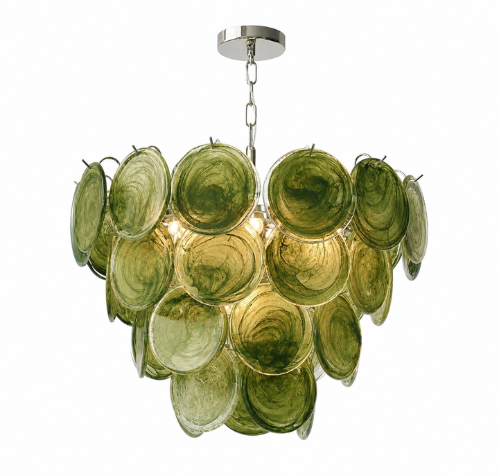 Green Glass Disc Chandelier