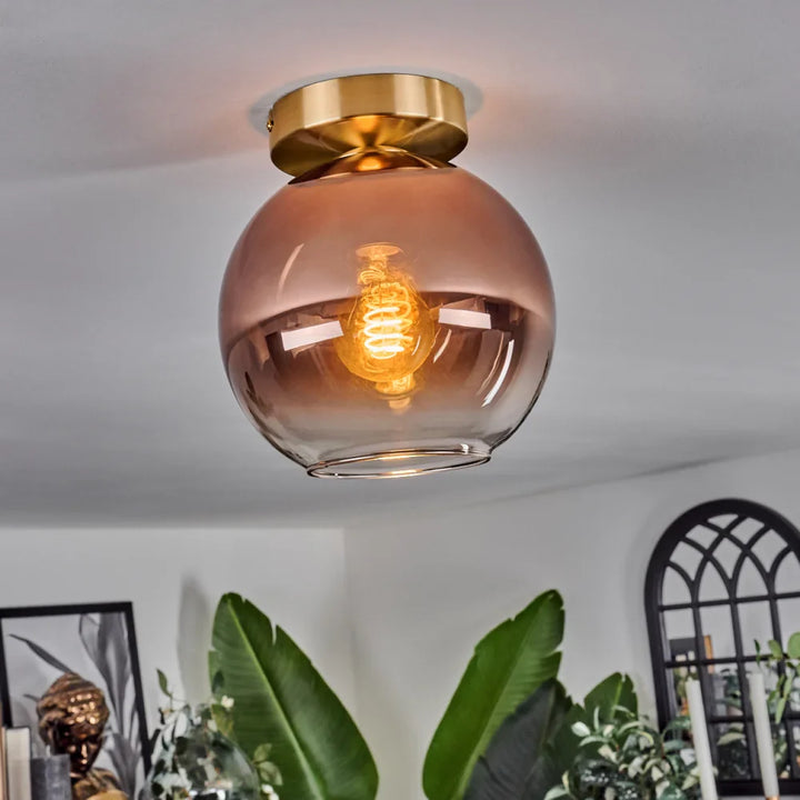 Modern Rose Gold Glass Globe Ceiling Light