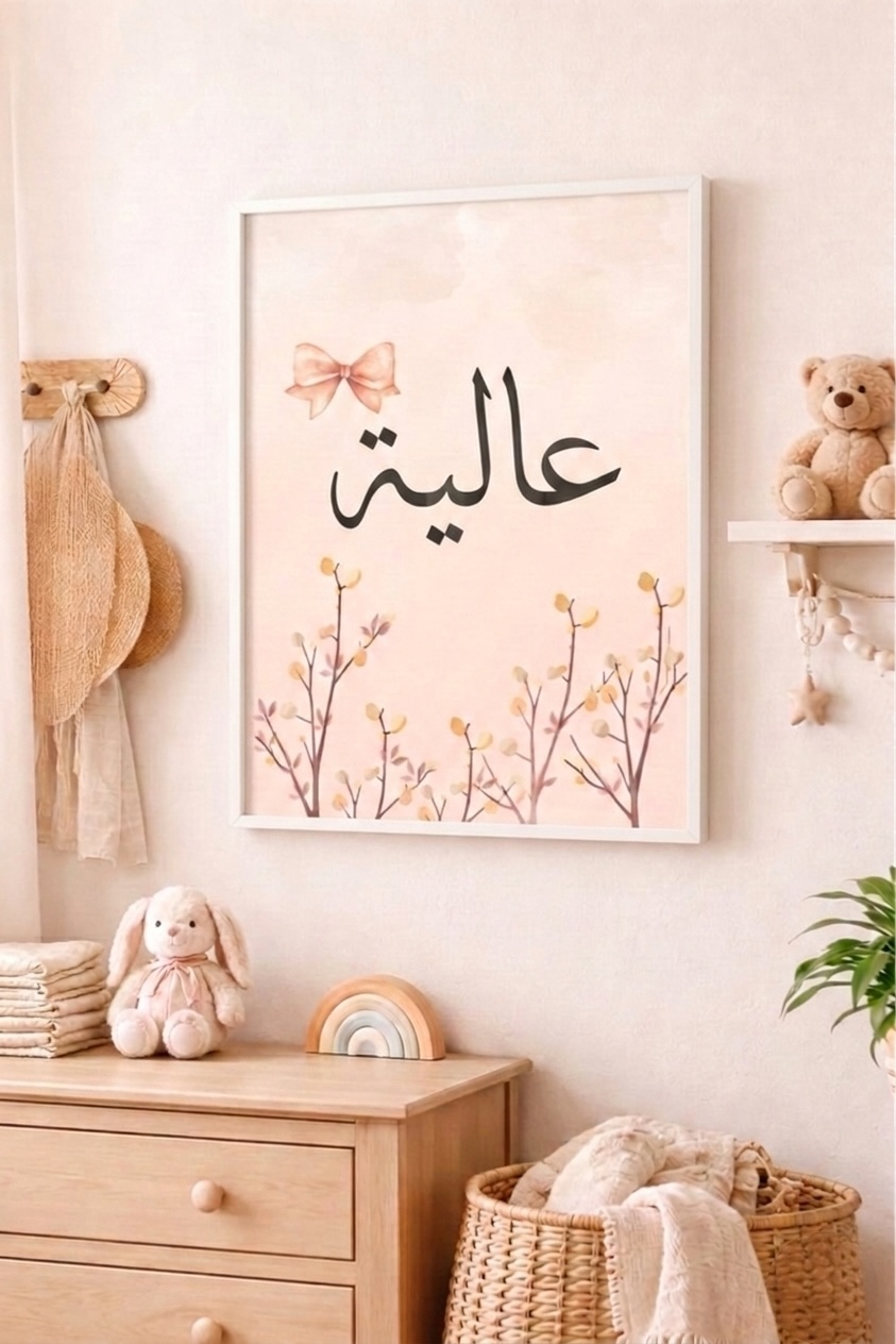 Aliya Arabic Name Floral Canvas Art