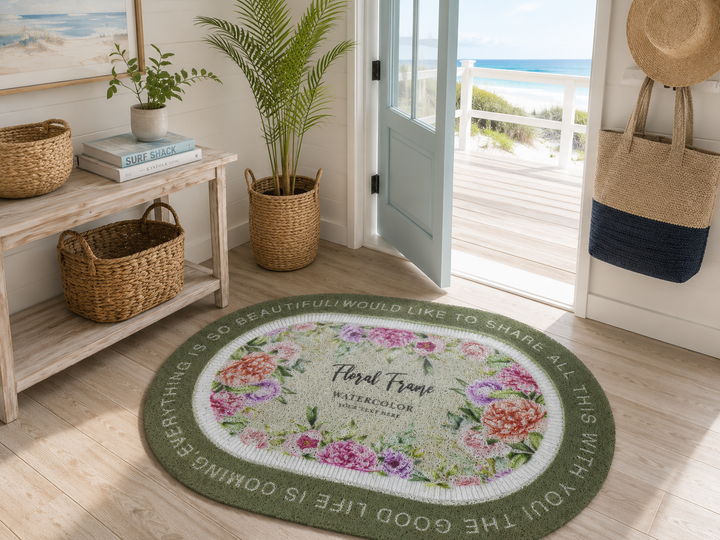 Floral Oval Door Mat