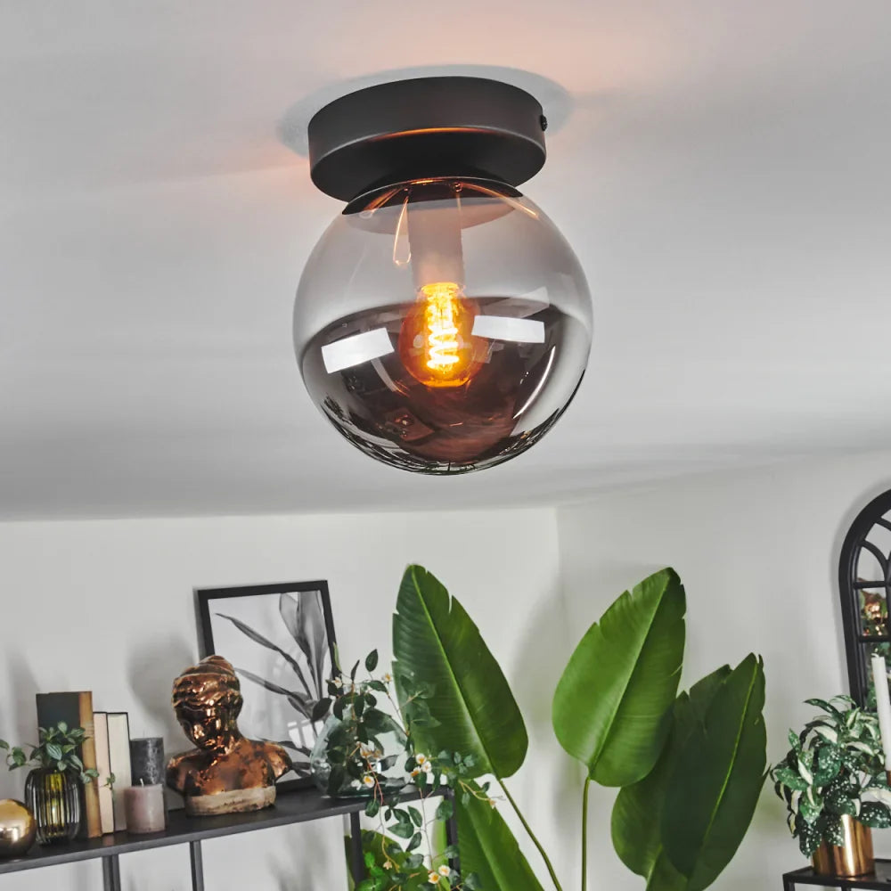 Modern Smoked Glass Globe Ceiling Light