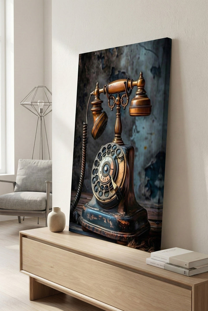 Vintage Rotary Telephone Canvas Wall Art