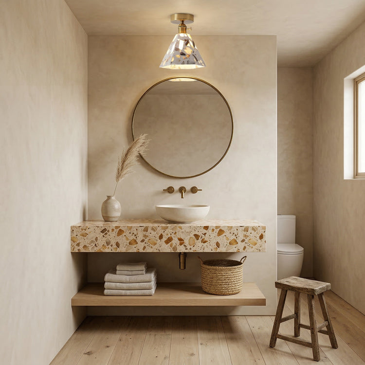 Brass Terrazzo Cone Pendant Light