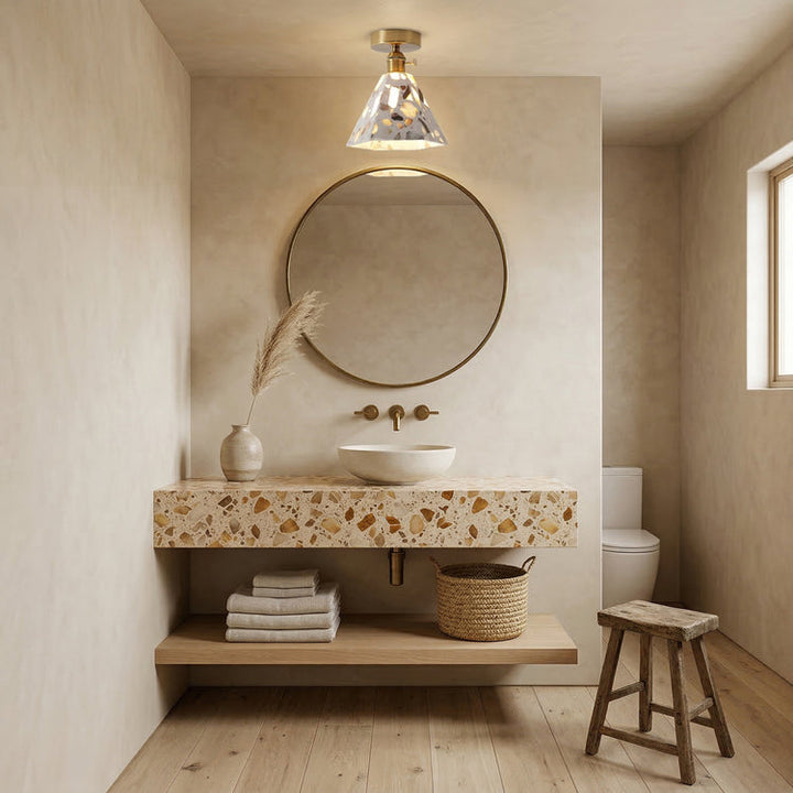 Brass Terrazzo Cone Pendant Light