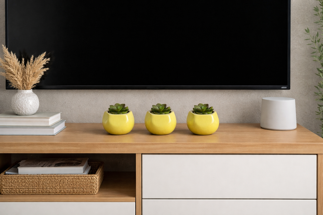 Mini Faux Succulent Trio Lime Ceramic Pots (set of 3 )