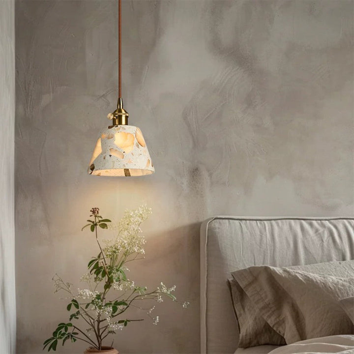 Cream Terrazzo Pendant Light with Brass Fitting