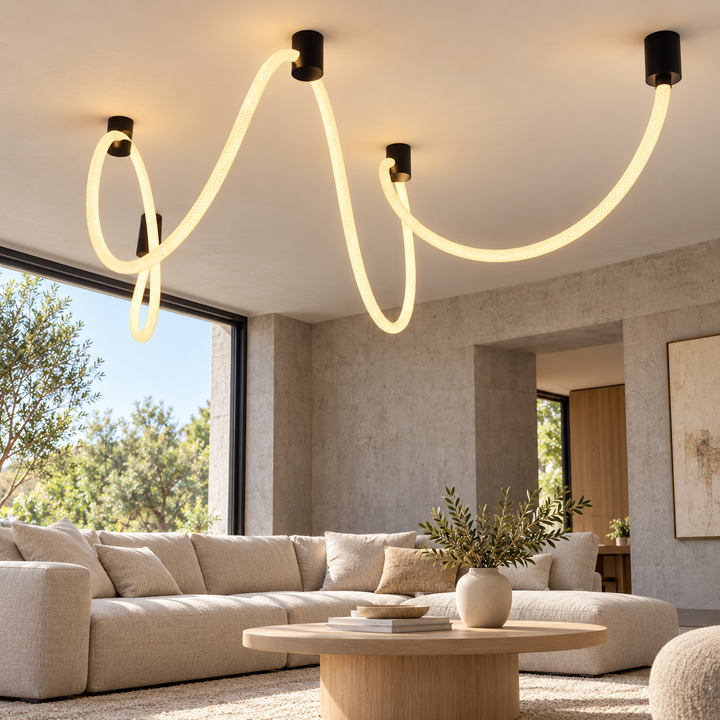 Modern Sculptural LED Wall Light in Black and Warm Gold