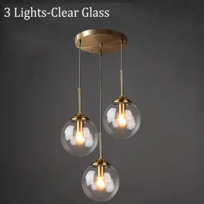 Modern 5-Light Globe Pendant Light with Smoked Glass and Brass Finish