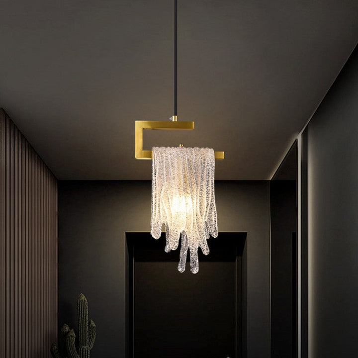 Gold-Tone Crystal Cascade Pendant Light