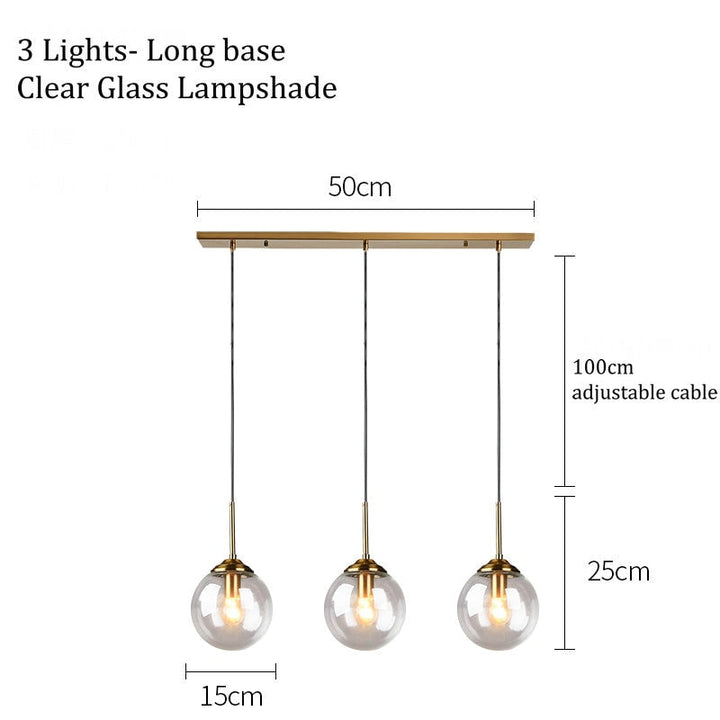 Modern 5-Light Globe Pendant Light with Smoked Glass and Brass Finish