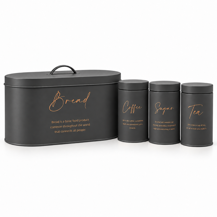 Cream Kitchen Bread Box and Storage Canister Set
