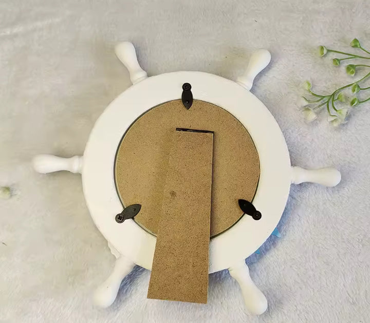 Mini Beach-Themed Ship Wheel Wall Decor - 15 cm Round Plaque