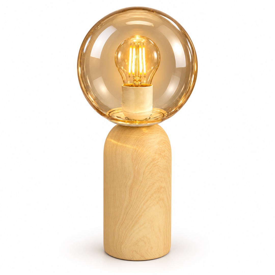 Nordic Wood Base Globe Table Lamp