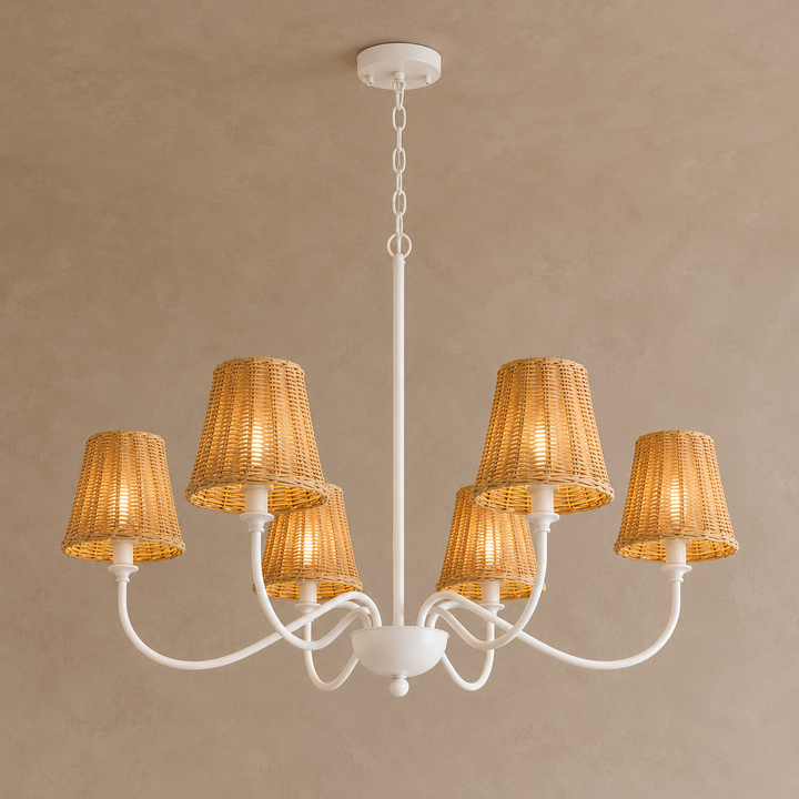 Rustic Rattan 6-Light Chandelier