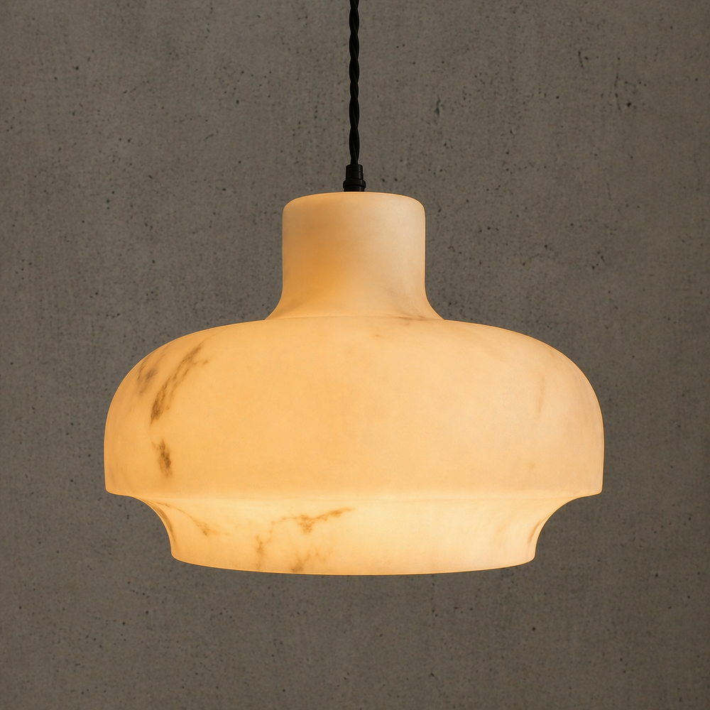 Minimal marble cylinder pendant light with modern design
