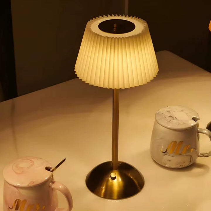 Pleated rechargeable Shade Table Lamp