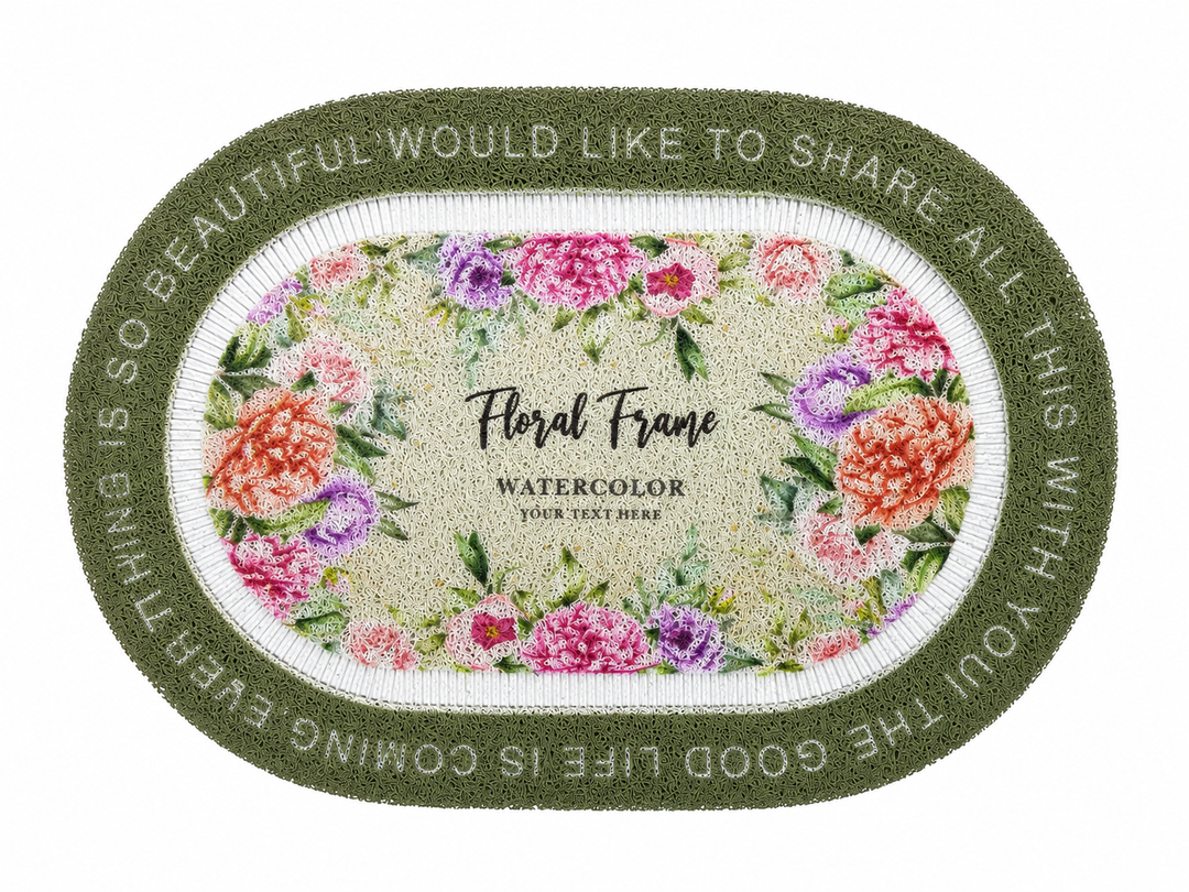 Floral Oval Door Mat