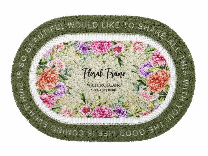 Floral Oval Door Mat