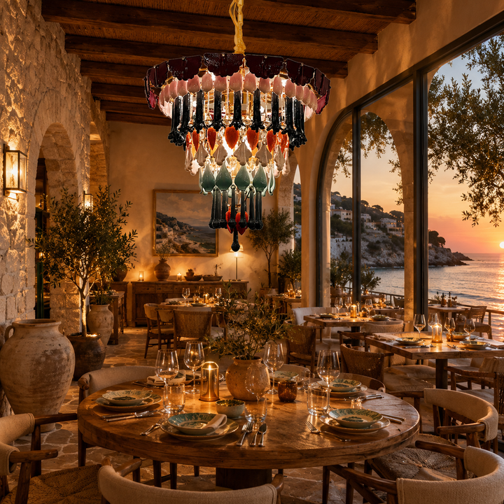 Bohemian Ceramic Tassel Chandelier