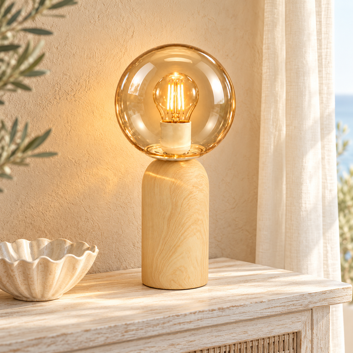 Nordic Wood Base Globe Table Lamp