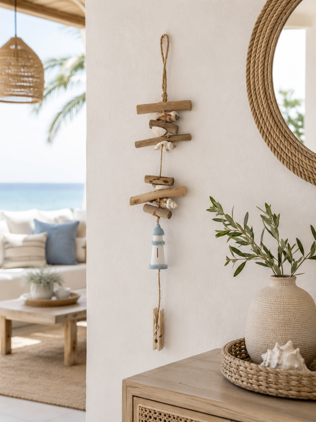 Coastal Driftwood Lighthouse Wall Hanging Decor