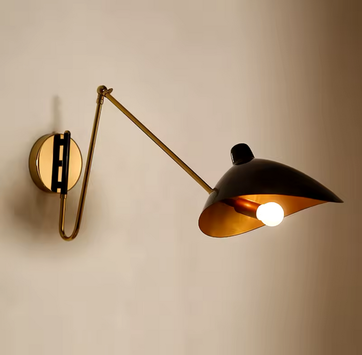 Modern Adjustable Bedside Wall Lamp with Brass Finish