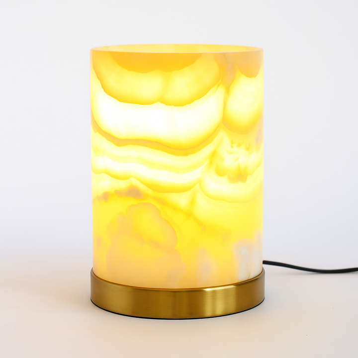 Amber Glow Alabaster Marble Table Lamp