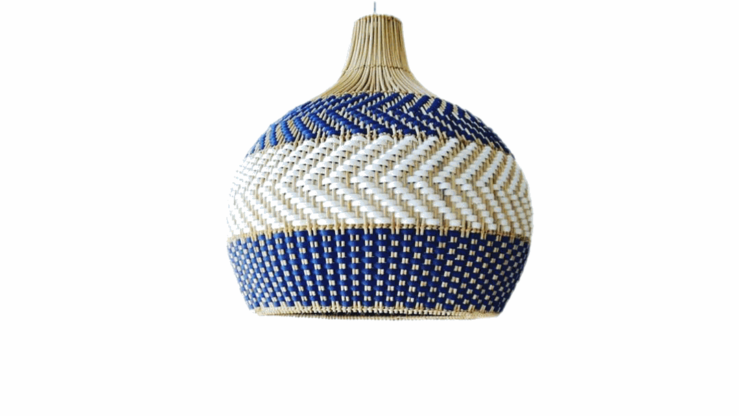 Blue Rattan Net Blue Outdoor Bamboo Rattan PendantBlue rattan outdoor pendant for terr ...