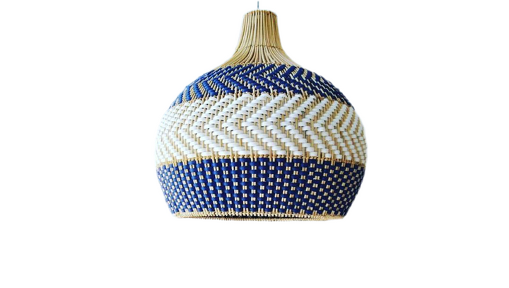 Blue Outdoor Rattan Pendant