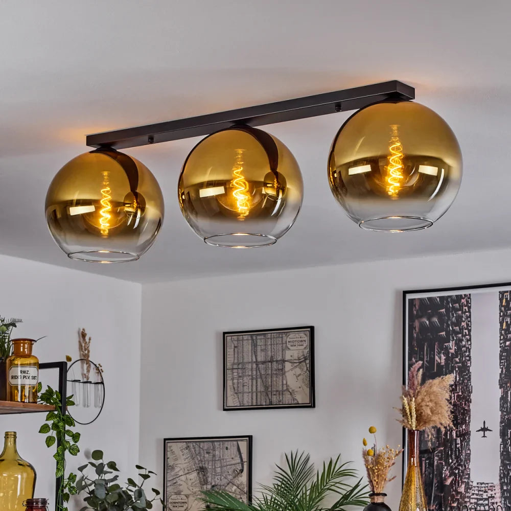 Modern Glass Globe Ceiling Light with Golden Finish