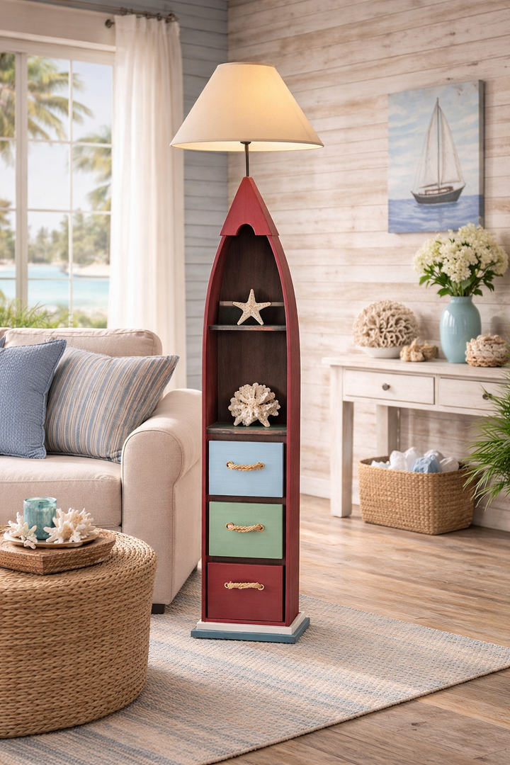 Boat-Shaped Floor Lamp with Storage