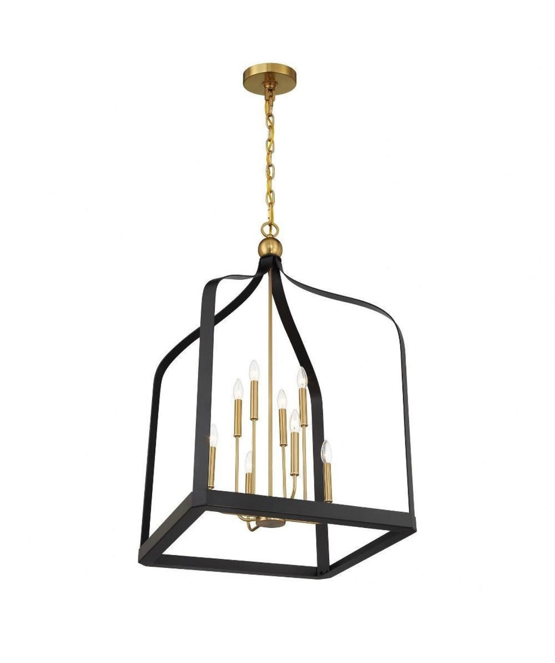 Elegant White and Gold Cage Chandelier