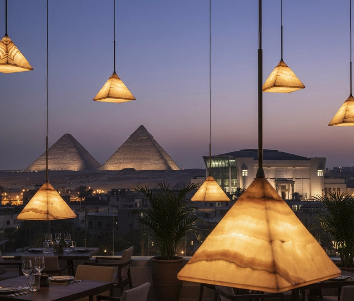 Warm Pyramid AlabasterPendant Light