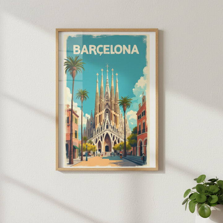 Barcelona Vintage Travel Canvas