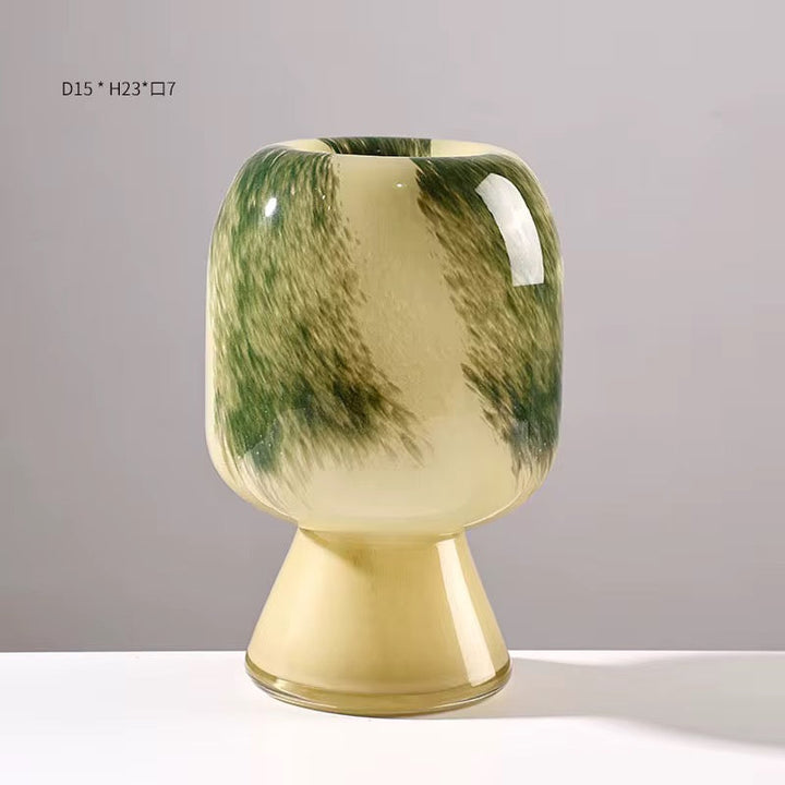 Green Marble Glass Vase Set