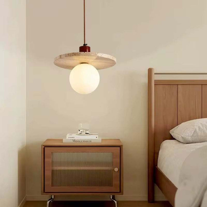 Flat Disc Travertine Pendant