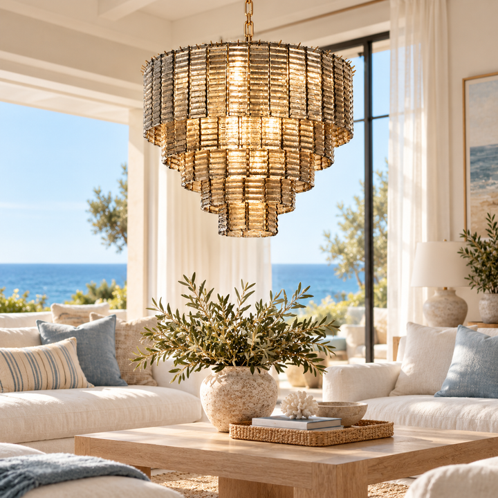 Silver Textured Crystal Chandelier