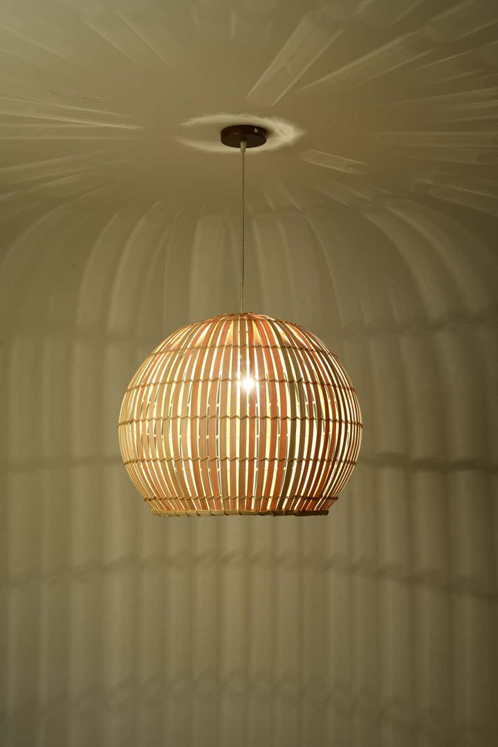 Natural Bamboo Pendant Light with Warm Ambient Glow