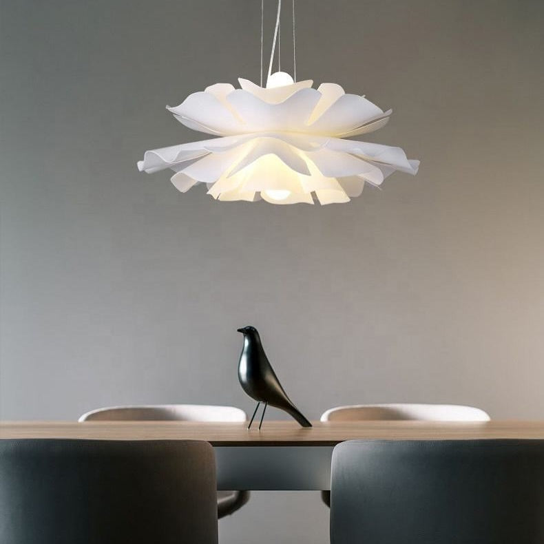 Floral Pendant Light - Sculptural Petal Design in White Finish