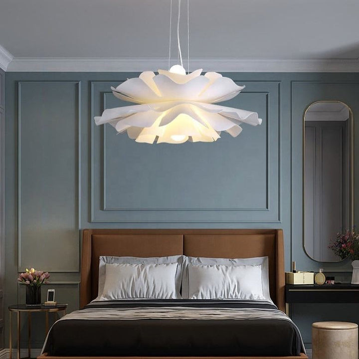 Floral Pendant Light - Sculptural Petal Design in White Finish