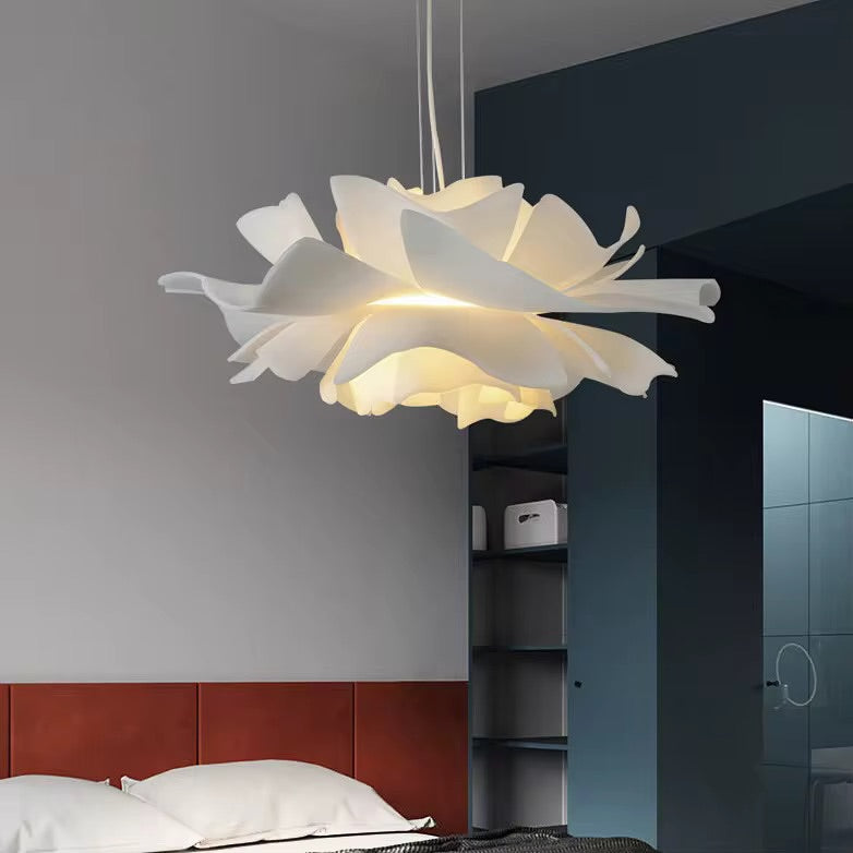 Floral Pendant Light - Sculptural Petal Design in White Finish